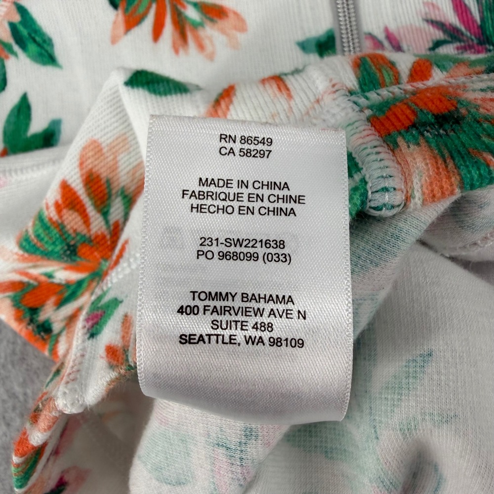 Tommy Bahama Floral Ribbed Full Zip Jacket White Orange Pink Green XXS SW221638 - Picture 7 of 12